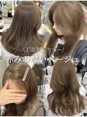 ベージュ/顔まわりカット/レイヤーカット/小顔ヘア