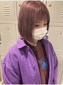 ピンクラベンダー/ダブルカラー/ブリーチ/ボブ/青葉台