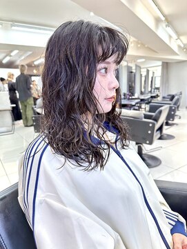 ヴェイン 渋谷(vain) コテ巻き風ミディアムパーマ/ミディアムレイヤー/前髪パーマ