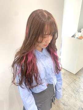 ムク(:muku) 春カラー　インナーカラーピンク　チェリーブラウン