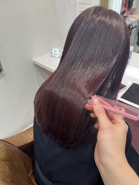 ザトエル 栄(THE TOEL) 髪質改善メテオカラーチェリーレッドラベンダーピンクミディアム