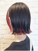 【松戸　松田】外はねボブ　インナーレッド　夏
