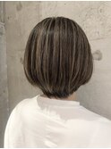 地毛にハイライトで立体感ショートヘア！福岡ハイライト