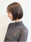 大人可愛いツヤ感ボブ髪型30代40代50代60代前髪あり前髪なし
