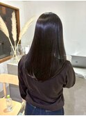 地毛風カラー/地毛風ストレート/黒髪ロング/縮毛矯正/髪質改善