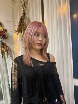 ハク アトリエ(HaKU atelier) ピンクラベンダーペールトーンダブルカラー透明感ウルフレイヤー