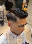 スキンフェードテクノサイドパートショートかき上げヘアR