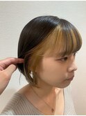 韓国風インナーカラー 切りっぱなしボブ フェイスレイヤー