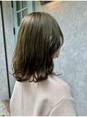 ブリーチしないWケアカラーで大人っぽオリーブ