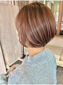 大人可愛い/20代/30代/40代/前下がりショートボブ/丸みショート