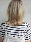 オリーブアッシュグレーベージュ前髪パーマ切りっぱなしボブ4