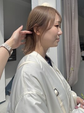 ツキヘア(TUKI hair) キャラメルベージュ/ブリーチなしダブルカラー/顔周りカット