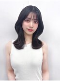 黒髪ボブルフネビージュ小顔ワンレン顔まわり韓国レイヤーカット