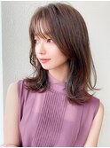 後れ毛が可愛い顔周りレイヤー/ナチュラルアッシュ/顔周り