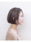 ミニボブ#センターパート#ブリーチなしカラー#アッシュベージュ