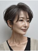 白髪ぼかし脱白髪染め似合わせショートボブ40代50代60代