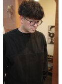 メンズパーマ波巻きスパイラルパーマ刈り上げマッシュ眉毛カット