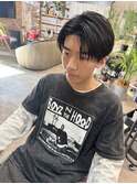 シースルーバングセンターパート黒髪メンズ10代20代30代40代50代