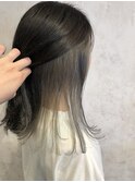 【インナーカラー】シルバーグレー/ホワイトシルバー/外ハネロブ