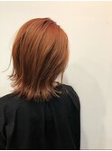 切りっぱなしボブ×オレンジベージュ