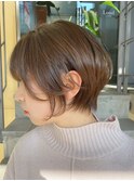 【津賀 涼】ショートグレージュカラーボブウルフココアベージュ