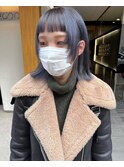 グレージュカラー ネイビーカラー 顔周りカット