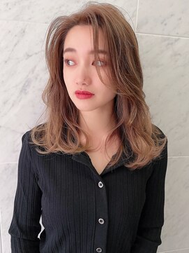 ロンドローズ 名古屋(Lond damaskRose) チョコレート 切りっぱなし イヤリングカラー 韓国ヘア 顔周り