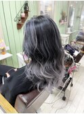 バレイヤージュ×ホワイトシルバー