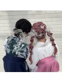 友達と一緒に、成人式ヘアセット♪