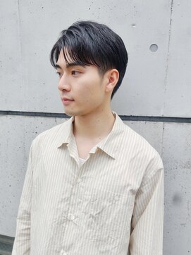 スーハ 恵比寿(SUUHA) ビジカジ大人メンズヘア/2ブロックサイドパート上げ流しヘア