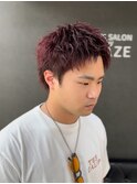 ワインレッドスパイキーショート