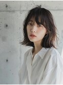 大人艶感ウェットヘア×暗髪オリーブベージュ×セミディ