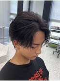 センターパート×フェザーパーマ/ニュアンスパーマ