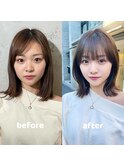 ナチュラル小顔前髪あり後れ毛サイドバング結べるボブくびれヘア