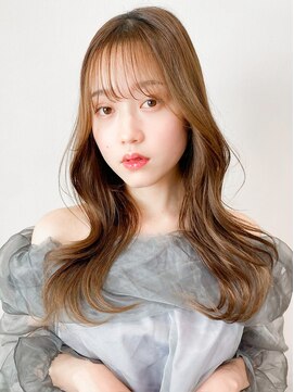 レア 表参道(L'ea) くびれヘアアプリコットオレンジ夏ヘアハイライトカラー