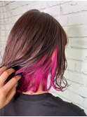 チェリーブラウン×ピンクインナーカラー