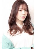 暖色系カラー 大人ガーリー シースルーバング
