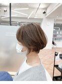 ショートヘア_マロンベージュ Aラインボブ かきあげ