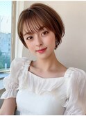 ★小顔ワンカールレイヤーカットデジタルパーマチェリーブラウン