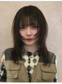 12737黒髪アッシュチェリーレッドレイヤーカットワインレッド