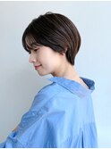 大人ショートマッシュ丸み前髪ありショコラブラウンK20250510