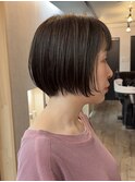 【ショートボブ×オリーブグレー】#髪質改善#美髪矯正#縮毛矯正
