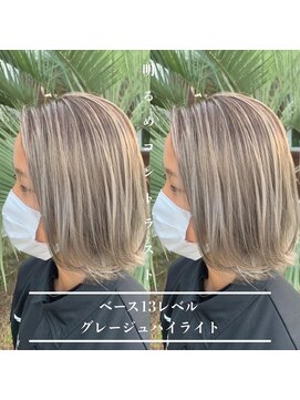 アローズ 荒尾店(arose) 大人女性明るめコントラストハイライトくびれショートボブ