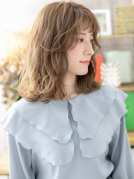 カバーヘア ブリス 戸田公園西口店(COVER HAIR bliss) 前髪パーマミルクティーカラーくびれロブa戸田公園20代30代40代