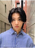  艶センターパートニュアンスパーマダークアッシュ韓国マッシュ