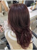 ハイライトミディアムヘア暗めカラーオリーブグレー