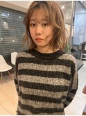 10代20代切りっぱなしボブ顔周りレイヤーオリーブ