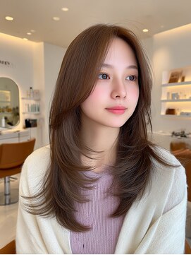 クレビアテン(CreBiA ten_) くびれレイヤーカット/ブリーチなし透明感カラー/ハッシュカット