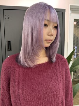 グロウ 渋谷西口(grow) 【ラベンダーカラー×ミディアムレイヤー/ブリーチ2回】