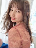 ブラウンベージュ 顔周りレイヤー 前髪カット レイヤーカット